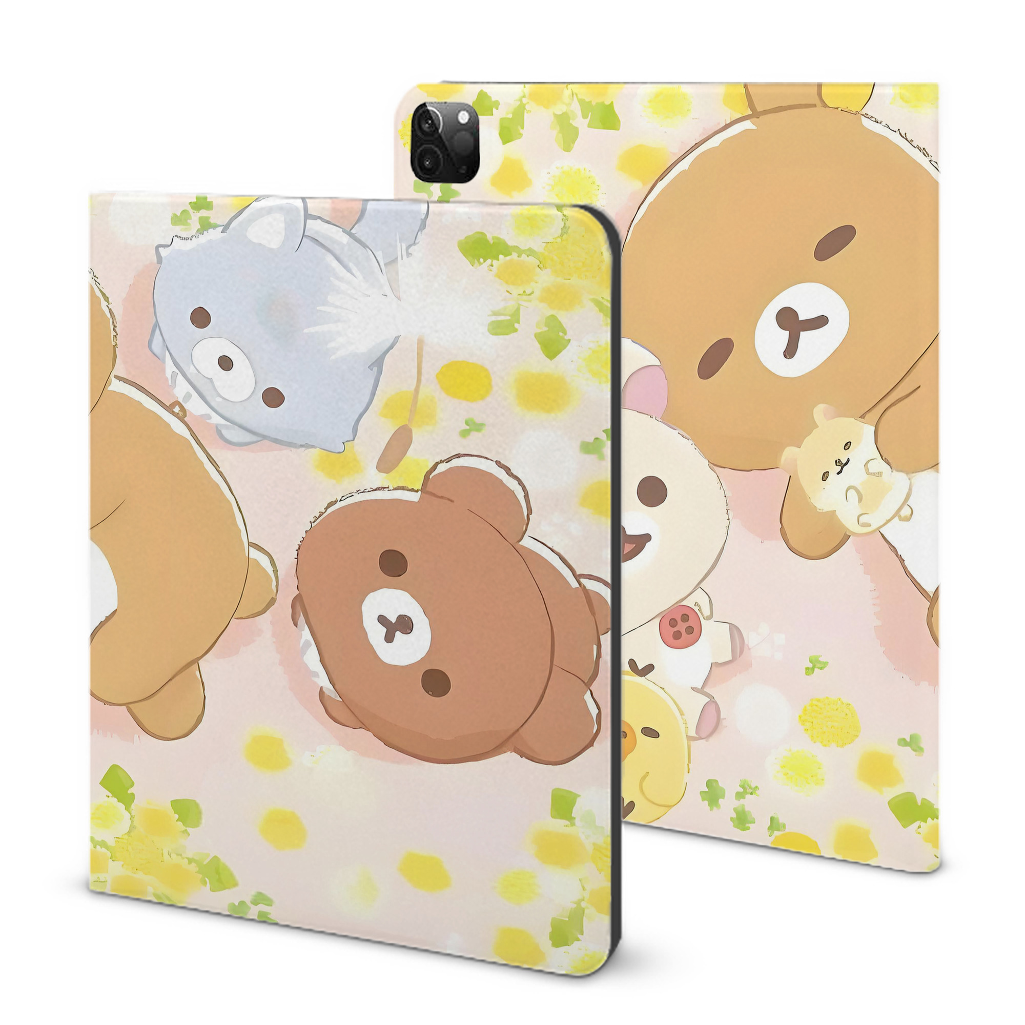 （画像用） リラックマ リラックマ キイロイトリ Rilakkuma Korilakkuma Kiiroitori IPadケース ペンホルダー付き ブックスタイルデザイン